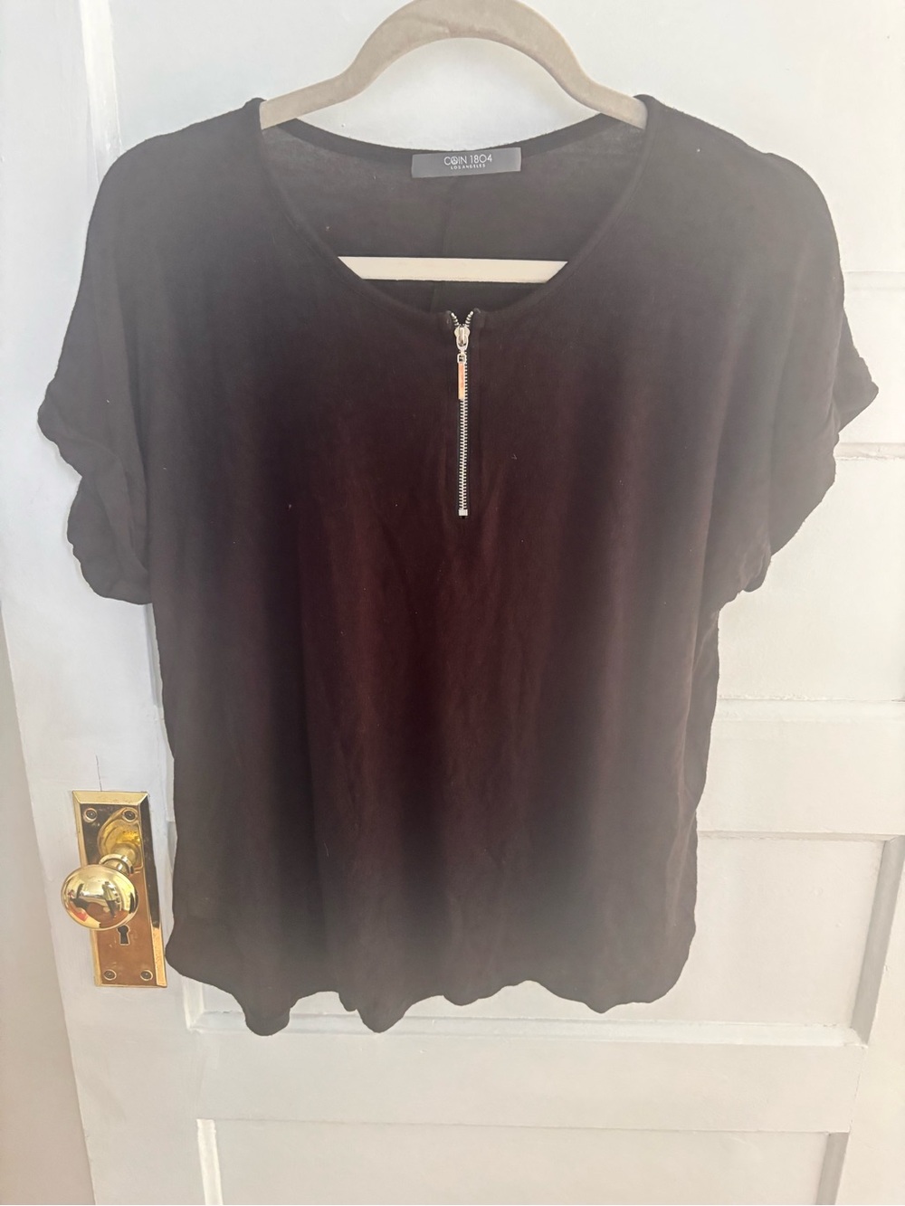 Coin 1804 Black Zip-Neck Top